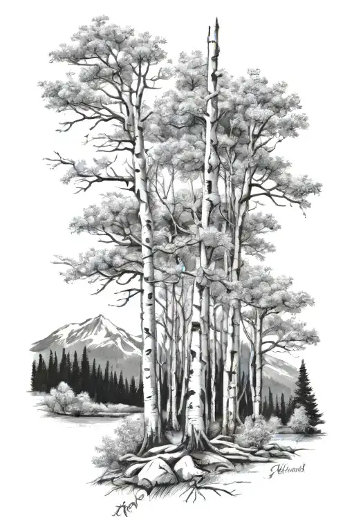 aspen trees tattoo design idea