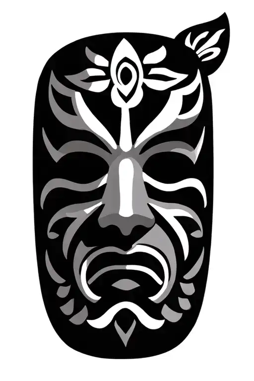 traditional vejigante mask with taino symbols intertwined tattoo design idea