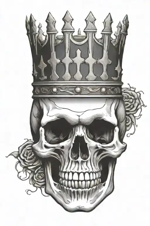 skull with simple crown with crosses tattoo design idea