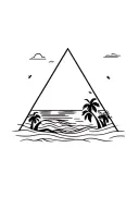 beach scene with palm trees wave triangle couples surf tattoo design idea