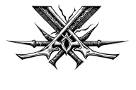 Broken double edge sword tattoo design idea