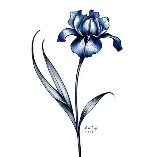 iris flower hidden name Dolly tattoo design idea