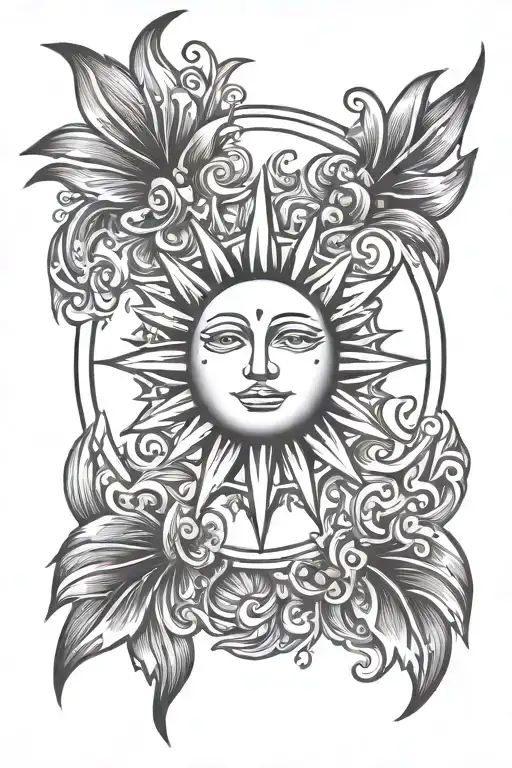 simple sun shining tattoo design idea