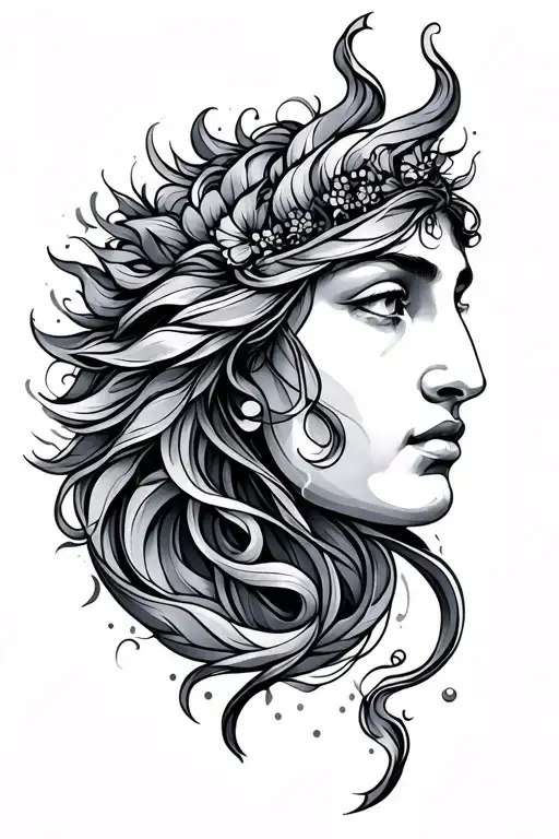 Virgo and Aquarius symbol integrated tattoo design idea