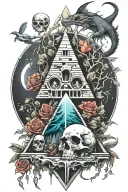 eyeball pyramid dragon roses skull tattoo design inspired tattoo with a big tree waterfall moon whale nasty bird snakes  tattoo design idea