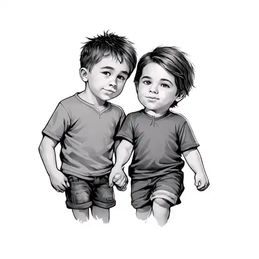 Luka and Weston my sons holding hands tattoo design idea
