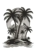 Palm Tree surrounded by mountains kenosha  tattoo design idea