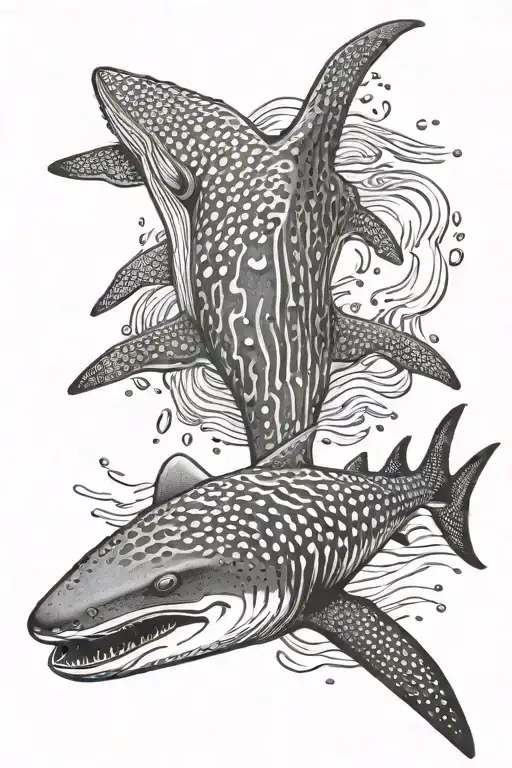 whale shark swimming tattoo design idea