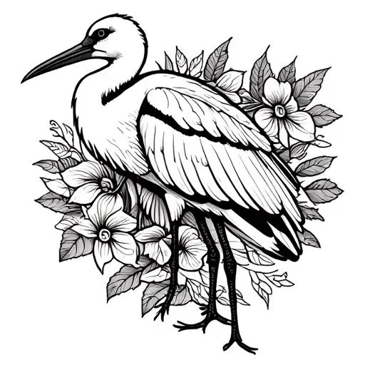 sacred ibis bw  tattoo design idea