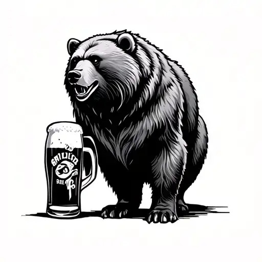 grizzlybeer met aarend tattoo design idea