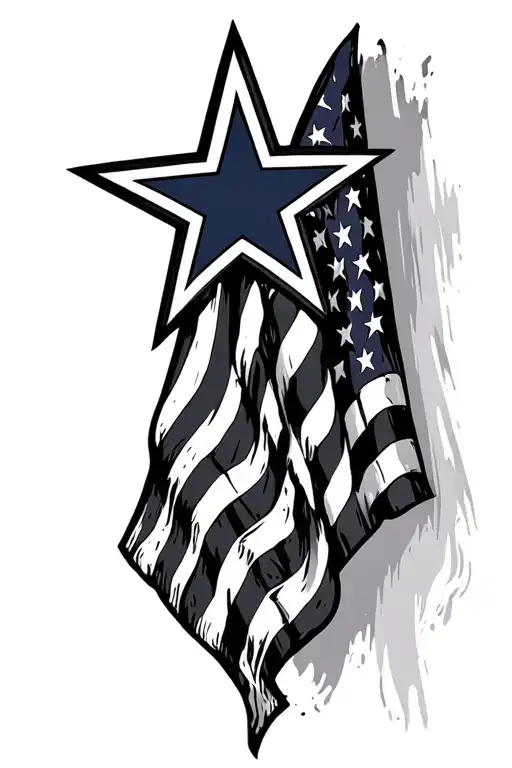 American flag Dallas cowboys star cross tattoo design idea