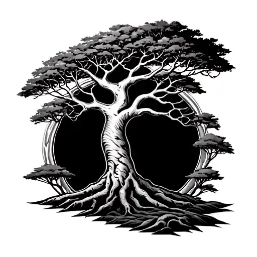 Tree of life with Baobab Tree of Life Merged tattoo design idea