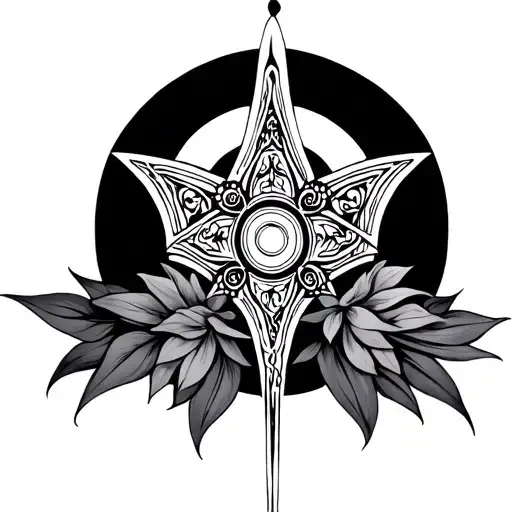 “Create an image for a portfolio featuring a Reiki-inspired design in a Renaissance medieval style. The central focus is tattoo design idea