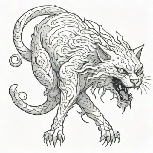 hissing ghost cat tattoo design idea