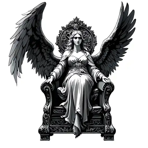 throne angel tattoo design idea