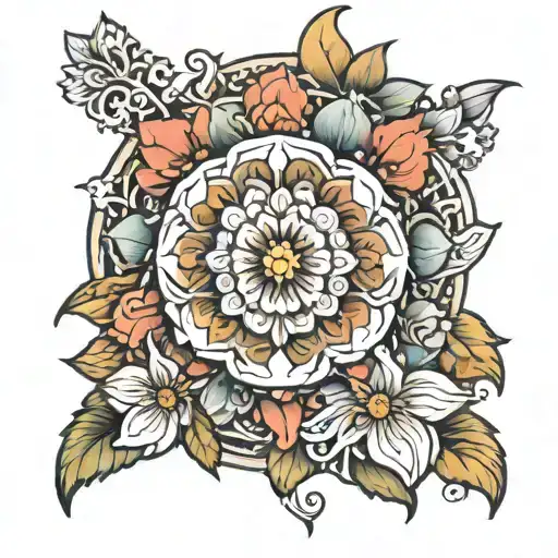 flower mandala design incorporating tattoo design idea