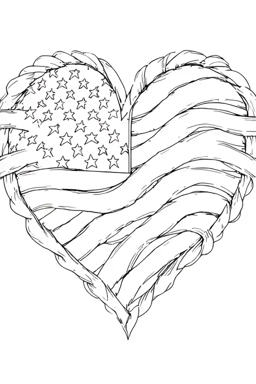 American flag woven into a heart shape tattoo design idea
