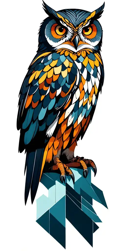 owl mountain forest tattoo design idea
