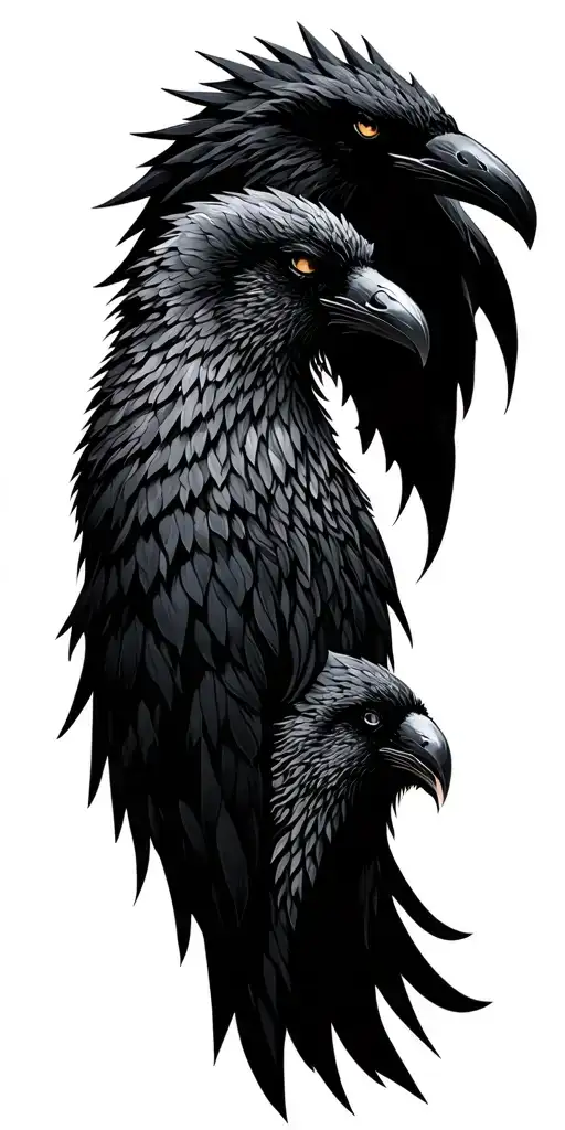 skoll and hati, hugin and munin, finrir, world srepent  tattoo design idea