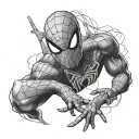 A realistic portrait of Spider-Man with a hidden neurodiversity awareness ribbon tattoo design idea