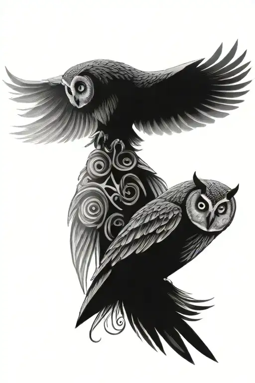 Nordic owl totem pole inspired design tattoo design idea
