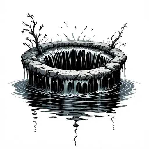 black water flowing from a dry well tattoo design idea
