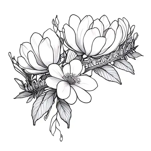 a dainty tiara crown of magnolia flowers tattoo design idea