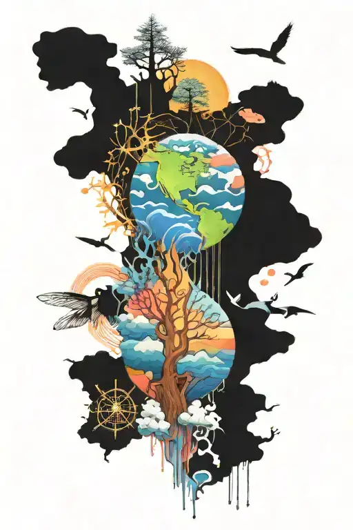 colorful geography inspired design tattoo design idea