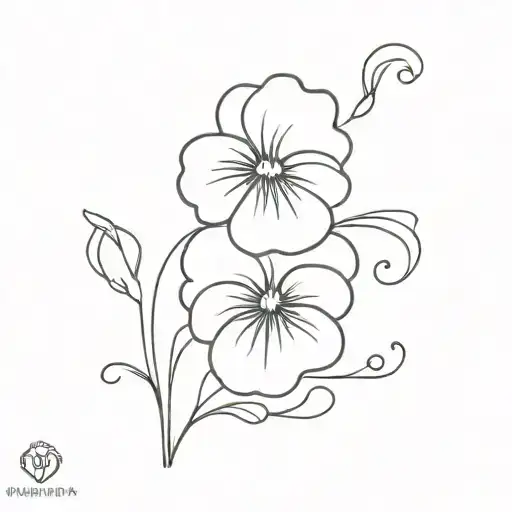 pansy flowers waltzing tattoo design idea