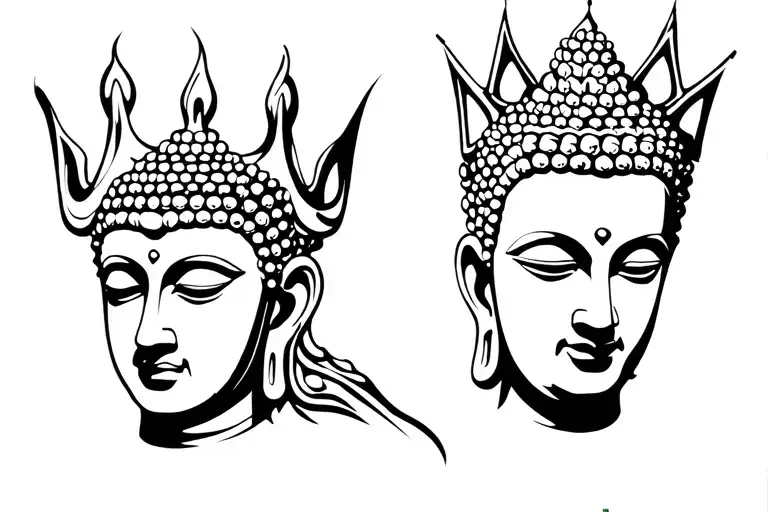 buddha head money cole crown tattoo design idea