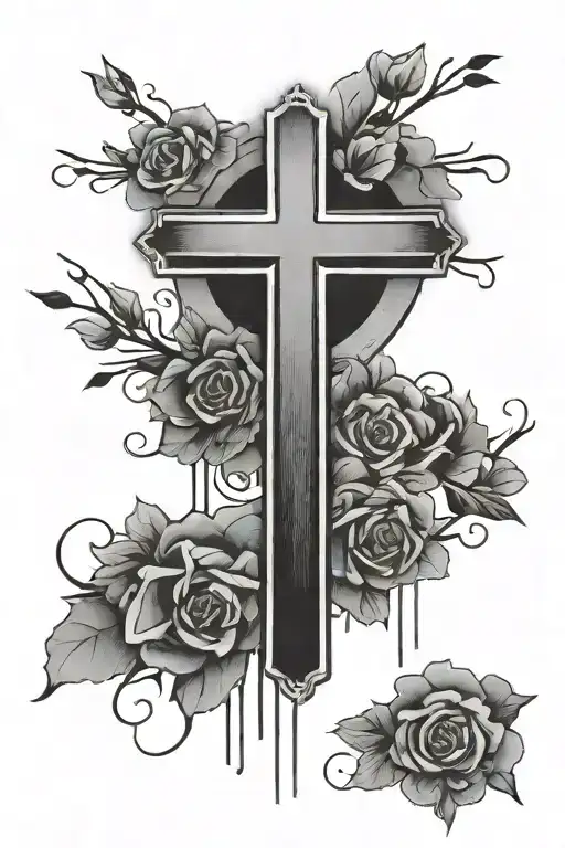 Philippians 4:13 written and three crosses very simple tattoo design idea