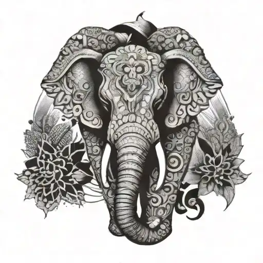 elephant head mandala design combining elements tattoo design idea