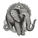 elephant head mandala design combining elements tattoo design idea