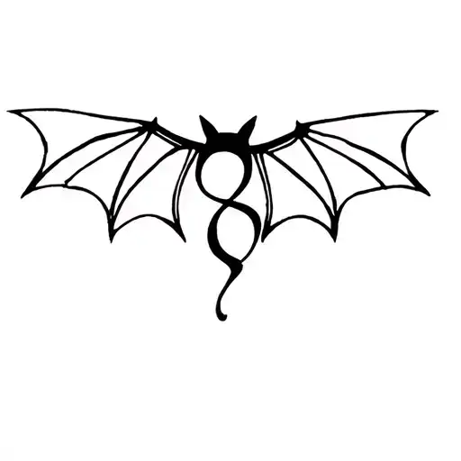 gothic little semicolon bat wings spread tattoo design idea