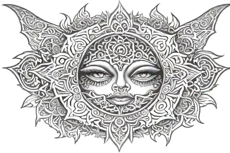 morbid angel face with mandala for the throat tattoo tattoo design idea