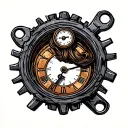 spanner's and cogs with a clock and a brown women's wye tattoo design idea