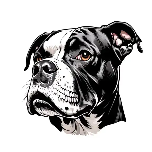 Pitbull dog with skull tattoo design idea