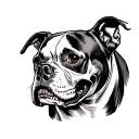 Pitbull dog with skull tattoo design idea