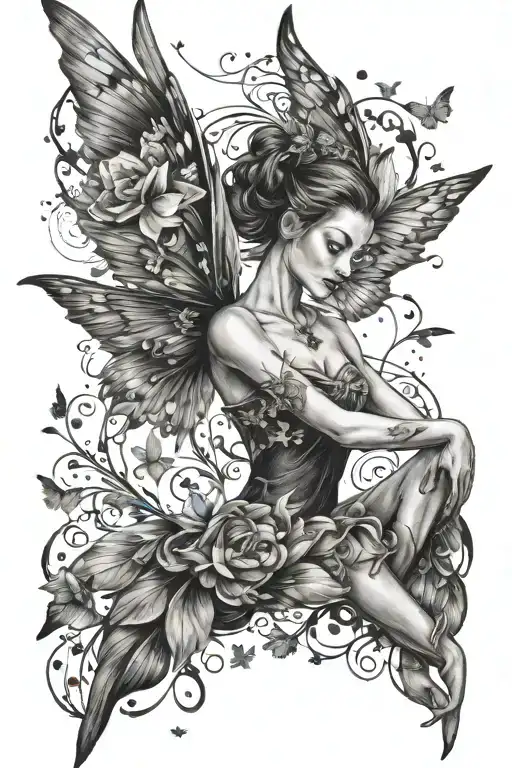 ballerina phoenix freedom butterflies stars tattoo design idea