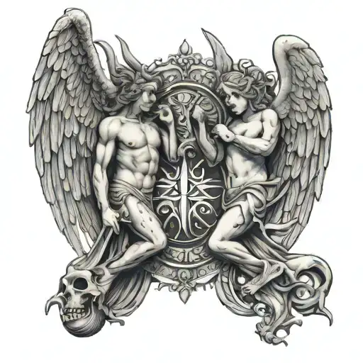 angels vs demons tattoo design idea