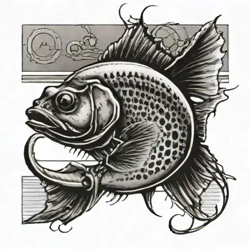 fly fishing hook tattoo design idea