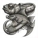 fly fishing hook tattoo design idea