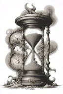 haunting ancient looking middle eastern hourglass with sand  tattoo design idea