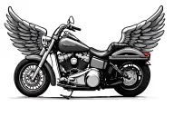 harley davidson motorcycle with wings tattoo design idea