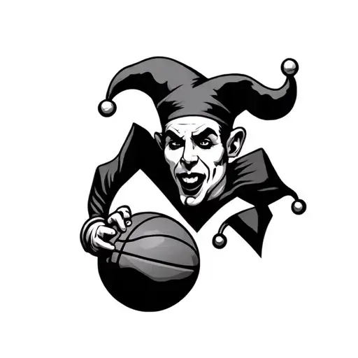 Court jester and basketball tattoo design idea