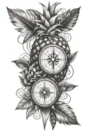 compass cardinal points pineapple poly infinity tattoo design idea