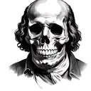 Benjamin Franklin skull 100 hidden behind face tattoo design idea