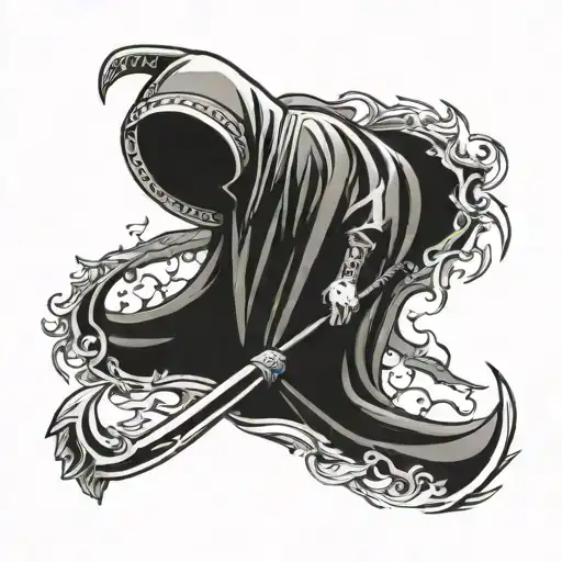 holy death with scythe tattoo design idea