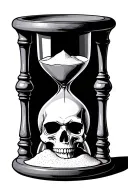 dark hourglass with sand and a skull as the base of the hourglass  tattoo design idea