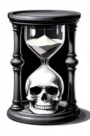 dark hourglass with sand and a skull as the base of the hourglass  tattoo design idea